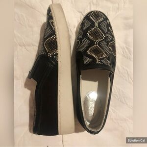 Michael Kors Black and White Patterned Slip-On Sneakers